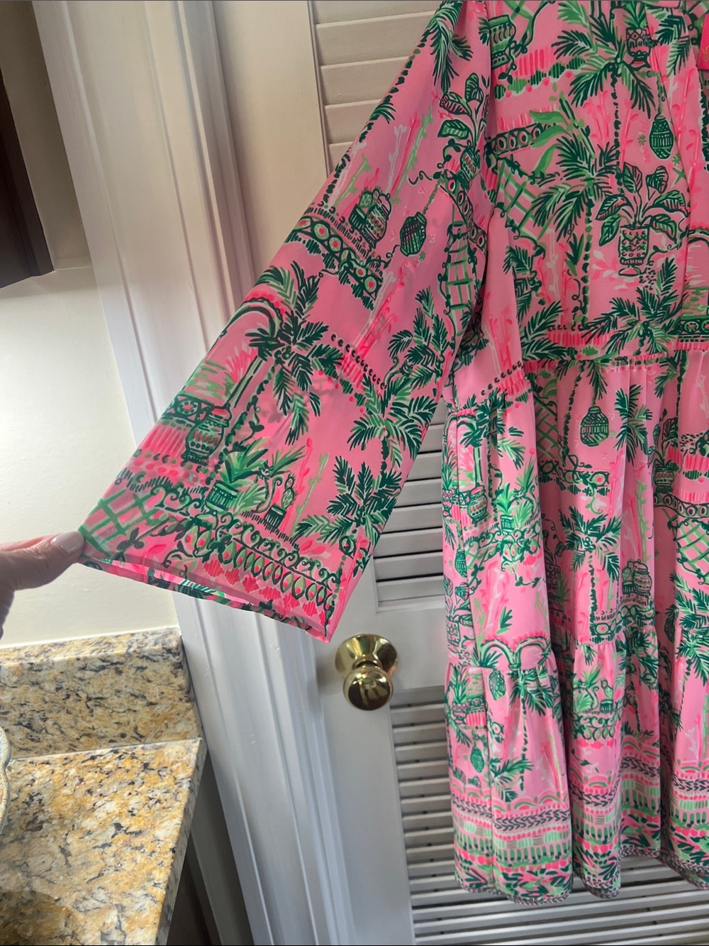 Lilly Pulitzer Pink Dress with Green Tropical Print - Picture 3 of 4